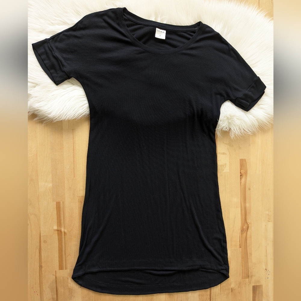 {Soma} Black High/Low Short Sleeve T-Shirt Dress